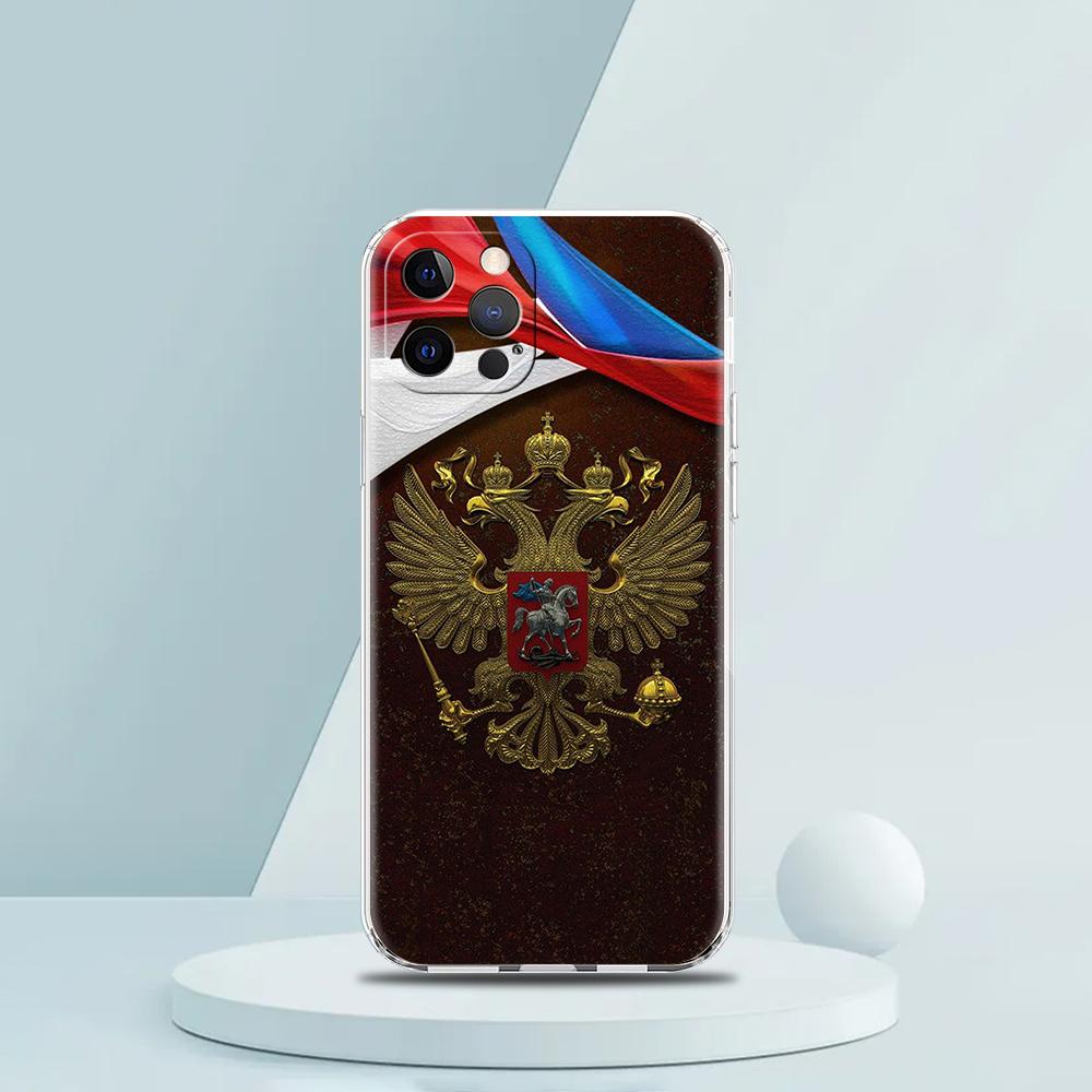 Чехол с российским флагом для iPhone 16 15 14 13 12 Pro Max Прозрачный Мягкий для iPhone 11 Pro Max 7 8 Plus XS XR Чехол Сумки Capas
