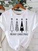(Asian Size) Tree Lovely Style Cute New Year Tee Merry Christmas Festival O-neck Clothing Women's Top T Print Fashion Ladies Graphic T-shirts