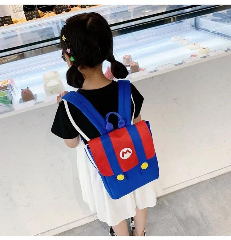 Super Mario Bros Large Capacity Waterproof Nylon Backpack Kids Kindergarten School Bag Anime Cosplay Gift