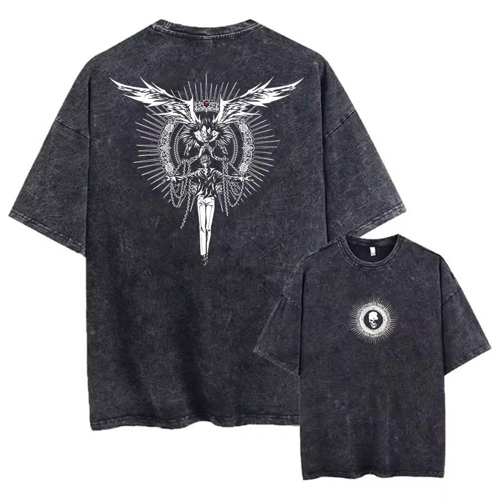 New Arrival Mens Clothe Tee Shirt TShirts Men Tshirt for Men Ropa Hombre Vintage Washed Death Note Anime Graphic Printing