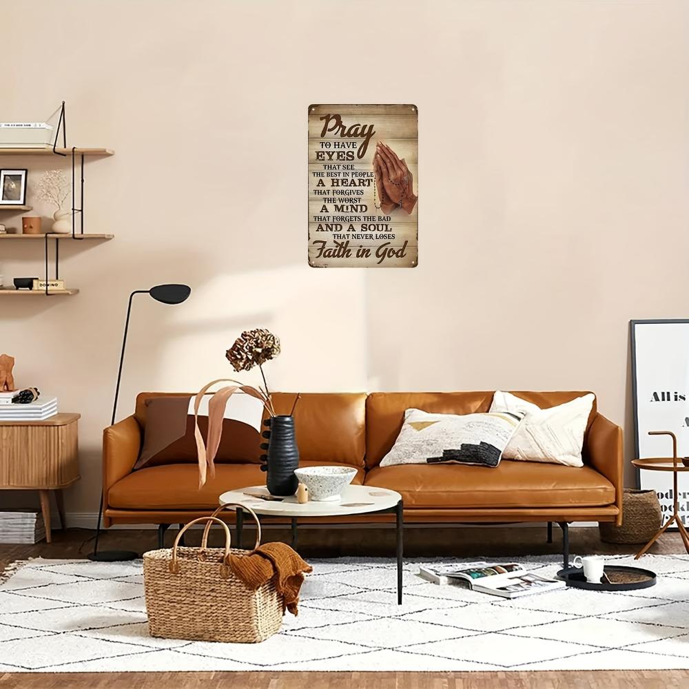 Цельный металлический жестяной знак, молитва Богу, вера в Бога, металлический плакат, кафе, бар, пивной клуб, настенный декор для дома, дизайн 8x12 дюймов