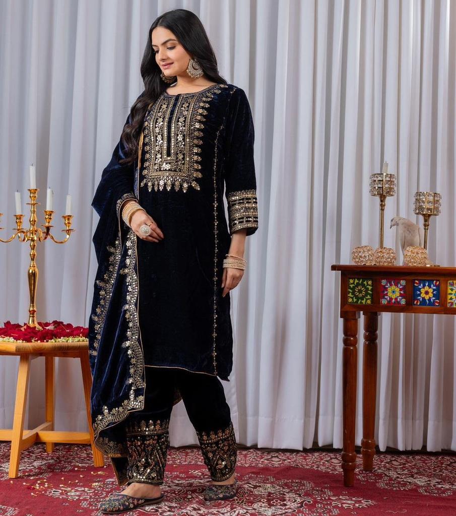 Женский праздничный костюм сальвар из вискозы и бархата в стиле Болливуд, индийский дизайнерский сальвар-камиз, этническая одежда