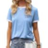 Women's T-shirt Short Sleeve Round Neck Striped Color Block T-Shirt Top