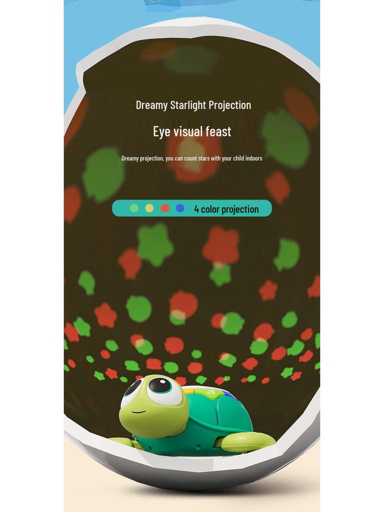 Multifunctional Baby Toy: Crawling Turtle with Lights, Music, & Soothing Projection for Educational Early Learning