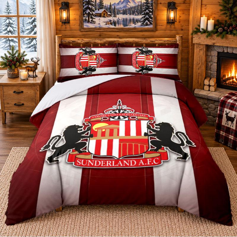 Printed 3Pcs Bedding Set Sunderland Pattern Bed Sheet Pillowcase For Bedroom Decor