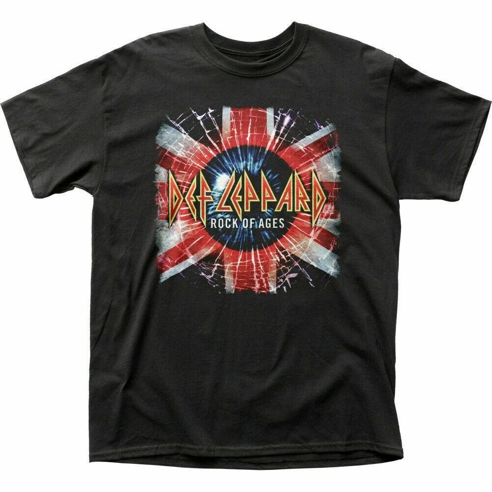 Def Leppard Rock Of Ages Футболка с Union Jack Мужская Лицензированная Футболка Рок-группы Черная