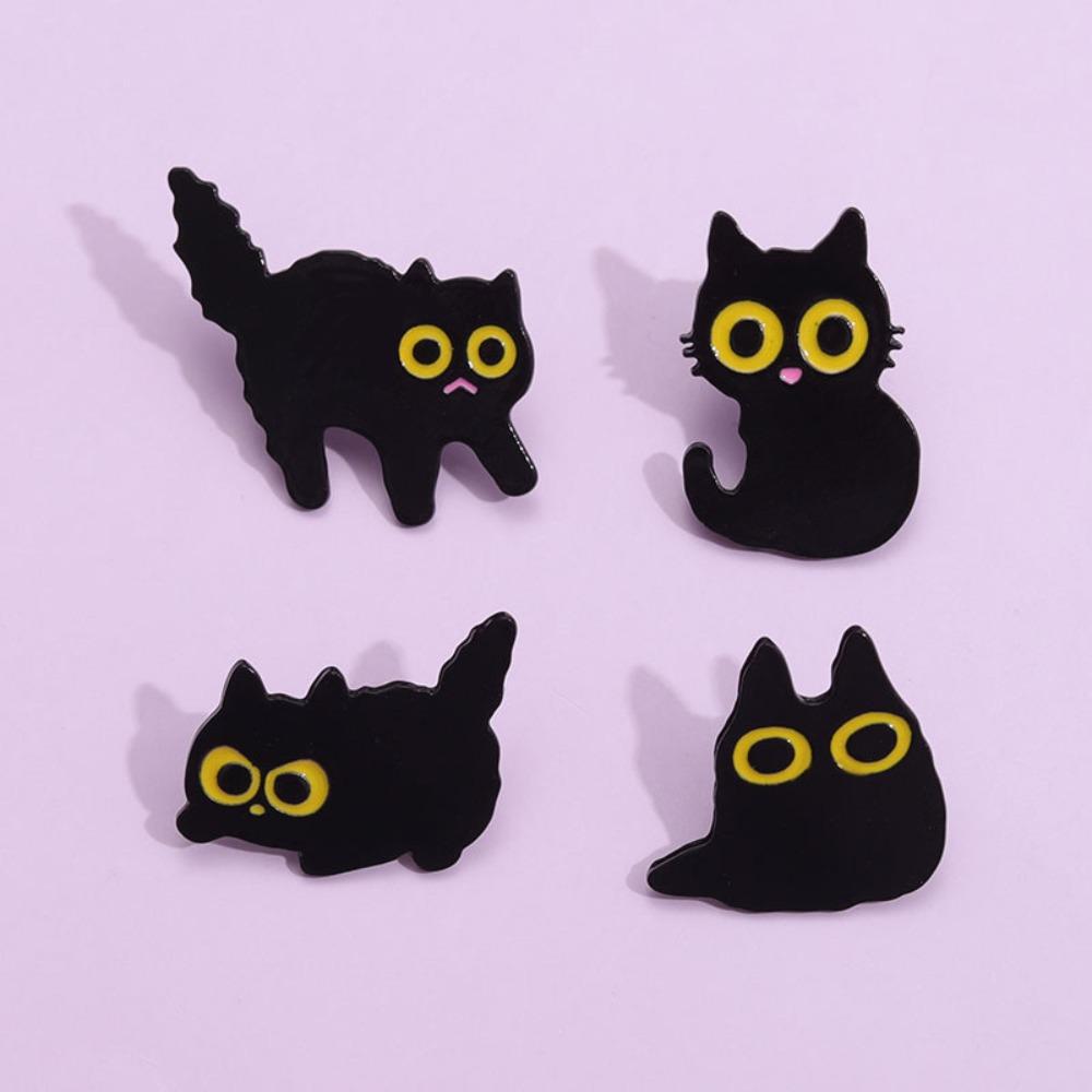 Cartoon Big Eyes Kitten Brooches Funny Floral Animal Lapel Badges Best Friends