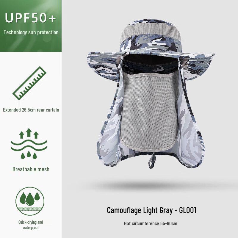 Outdoor UV Protection Fisherman Hat with Detachable Face Mask
