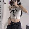 Women's Tops Backless Crop Top Sleeveless Kawaii Cute White Knitted Camis Tank Top Summer Cropped Vest Female Clothing