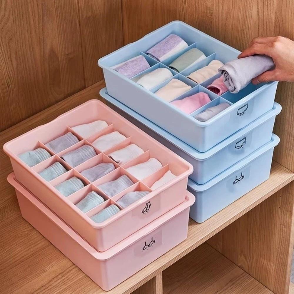 With Cover Underwear Storage Box Stable Stacking Compartment Organizer Socks Storage Box For Home