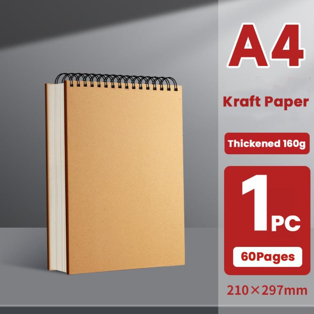 Flip-up Art Sketchbook Kraft Paper Spiral Notebook Simple Blank Painting Paper  Art Student