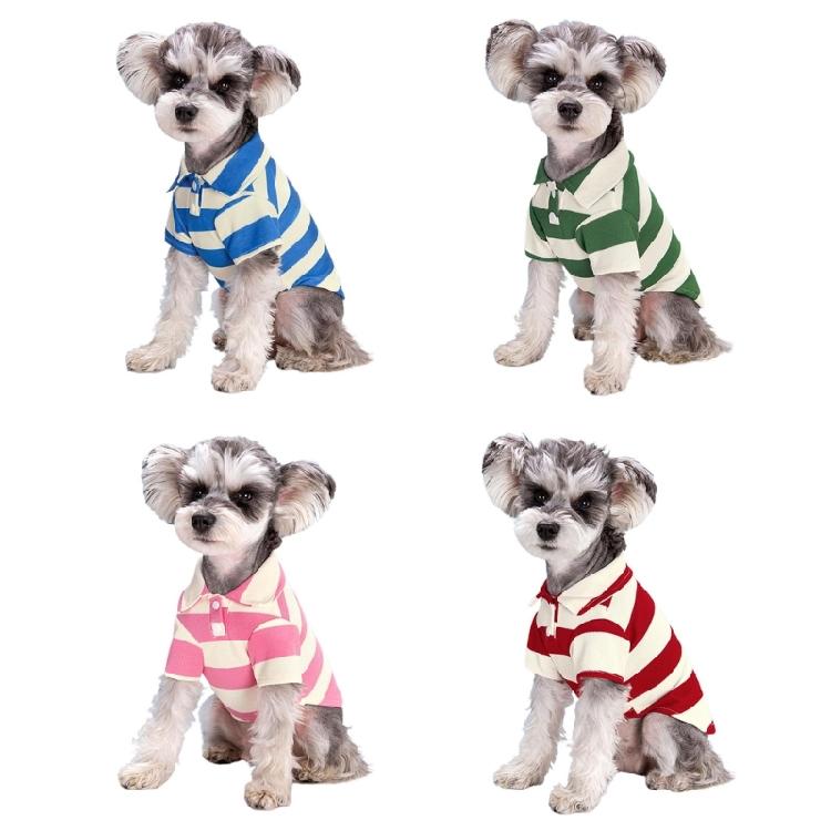 Dog Short Sleeved Shirt Casual PoloStriped T-Shirt Summer Clothing for Puppies