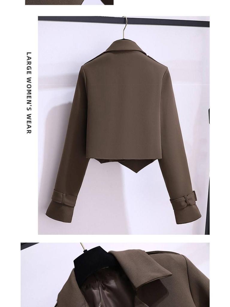 Plus Size Women's Suit: Jacket & Midi Skirt French Design 2025 Autumn Collection