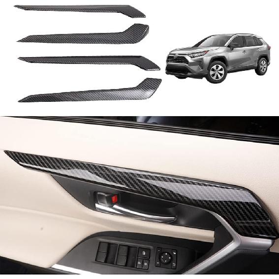 for Toyota RAV4 ABS Carbon Fiber Center Console Cup Holder Frame Trim Panel Cover Decoration for Toyota RAV4 2019 2020 2021 2022 Interior
