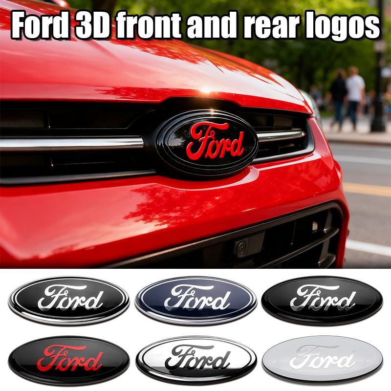 UENT8 12.5-22.5cm ABS Chrome 3D Car Front Grill Emblem Hood Decal For Ford Focus Kuga Ranger Mondeo Fiesta S-MAX Auto Badge Luxury Pro