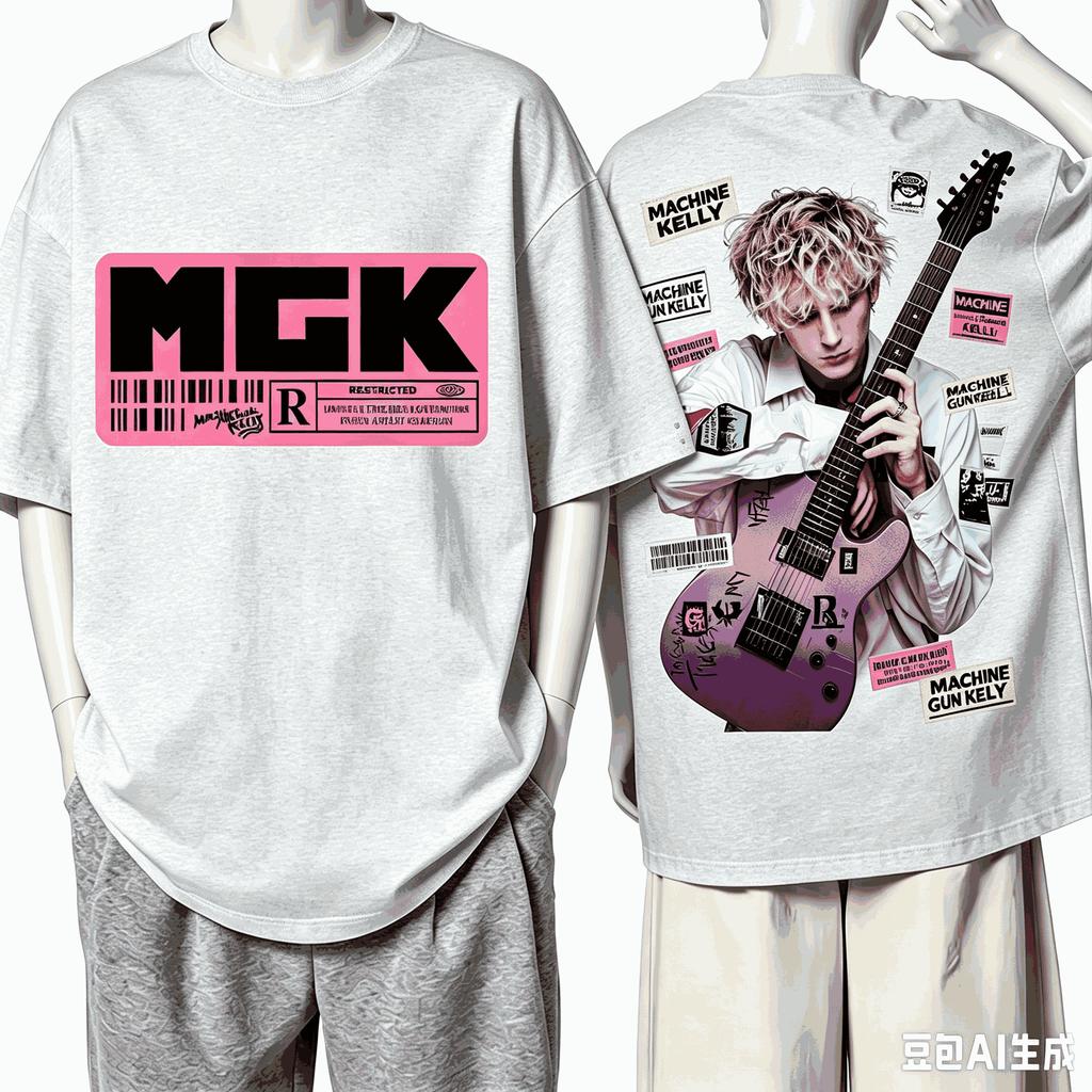 Machine Gun Kelly 2026 Графическая футболка в винтажном стиле Одежда Новая Унисекс Футболка рок-группы Хип-хоп Оверсайз С принтом Хлопок С круглым вырезом