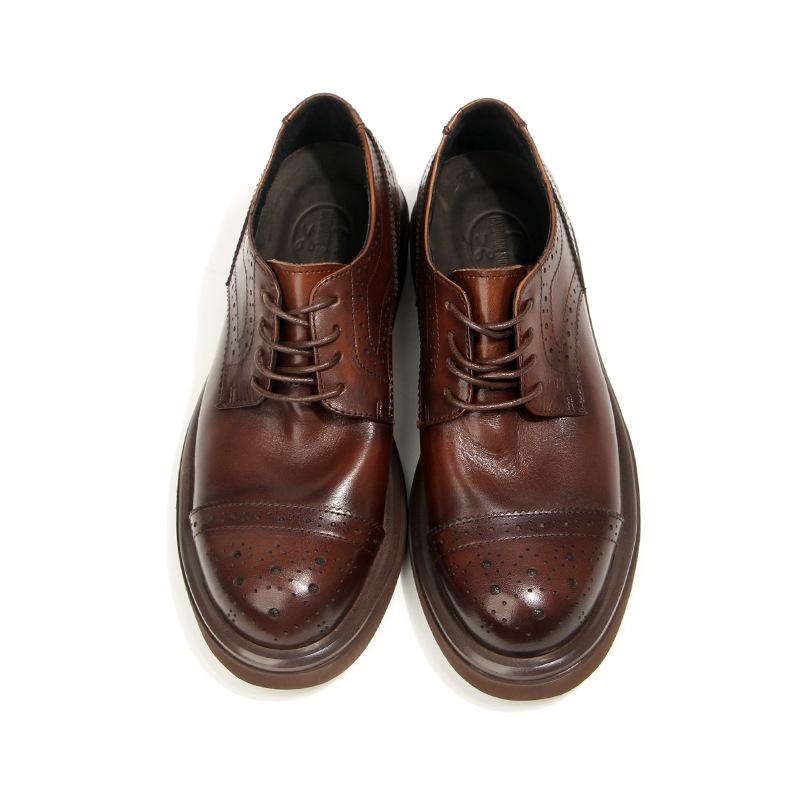66-6 Brock Engraved Men's Shoes Британские мужские повседневные кожаные туфли в стиле ретро, модные трендовые туфли на платформе Muffin Shoes
