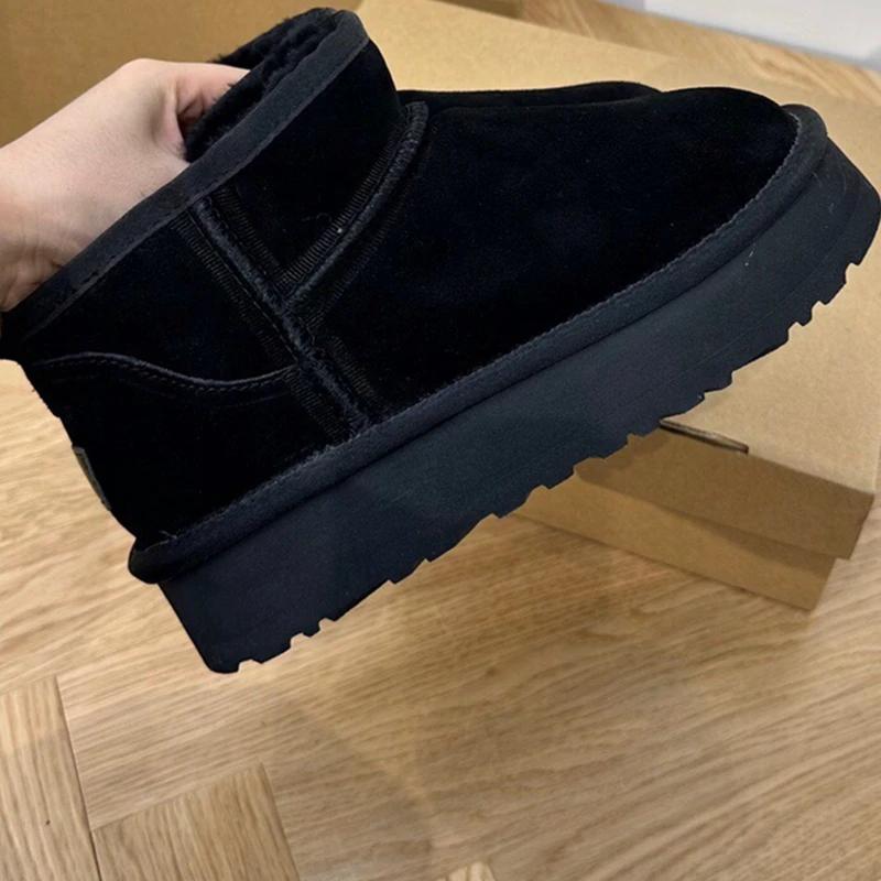 Зимние сапоги женские из овчины, кожаные, меховые, зимние сапоги, зимние сапоги на платформе из овчины, обувь с круглым носком, сохраняющая тепло, женская 2025