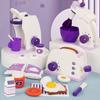 Children'S Simulation Play House Kitchen Three-Piece Set Purple Bread Machine Blender Coffee Machine Small Household Appliances Combination Toy