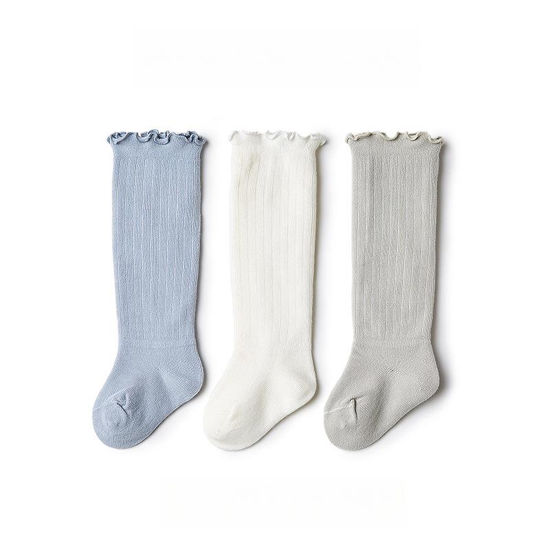 3 пары/лот Детские гольфы до колена Детские для девочек и мальчиков Мягкие хлопковые длинные носки Милые испанские полосатые однотонные детские носки для 0-3 лет