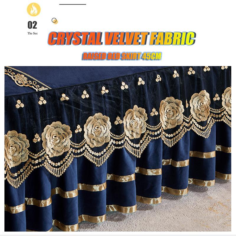Покрывало на кровать, свадебная простыня, кружевная юбка для кровати, бархатная ткань с кристаллами, королевский размер, покрывало на кровать с наволочками