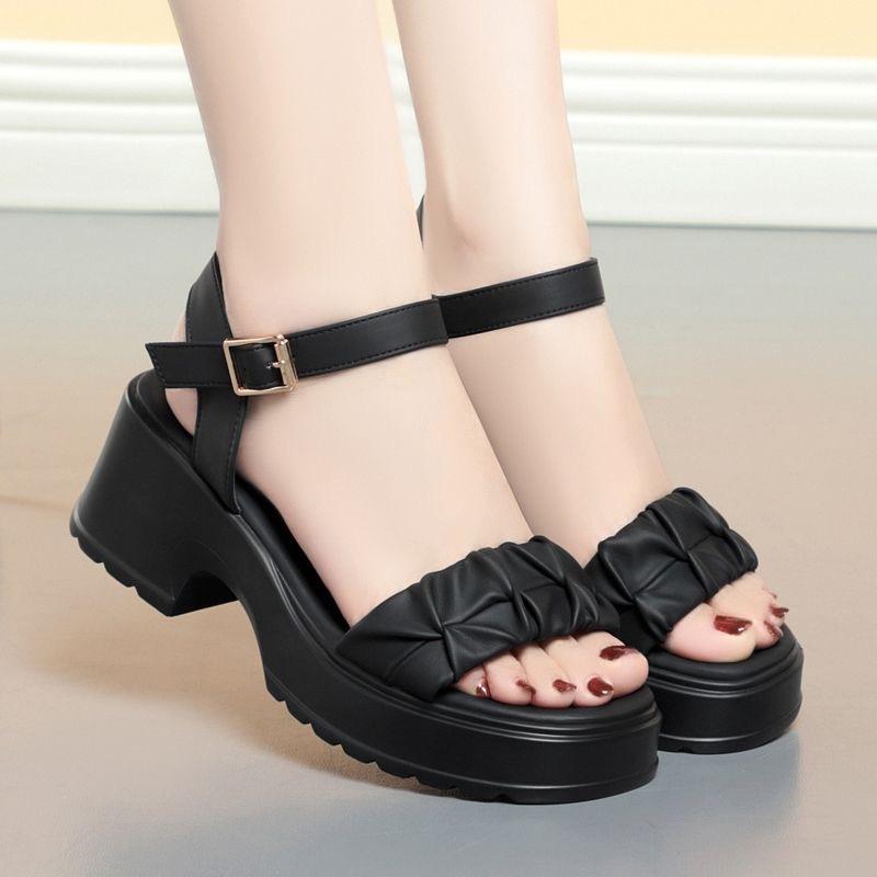 Повседневные универсальные босоножки на толстом каблуке с толстой подошвой для женщин Летние уличные сандалии