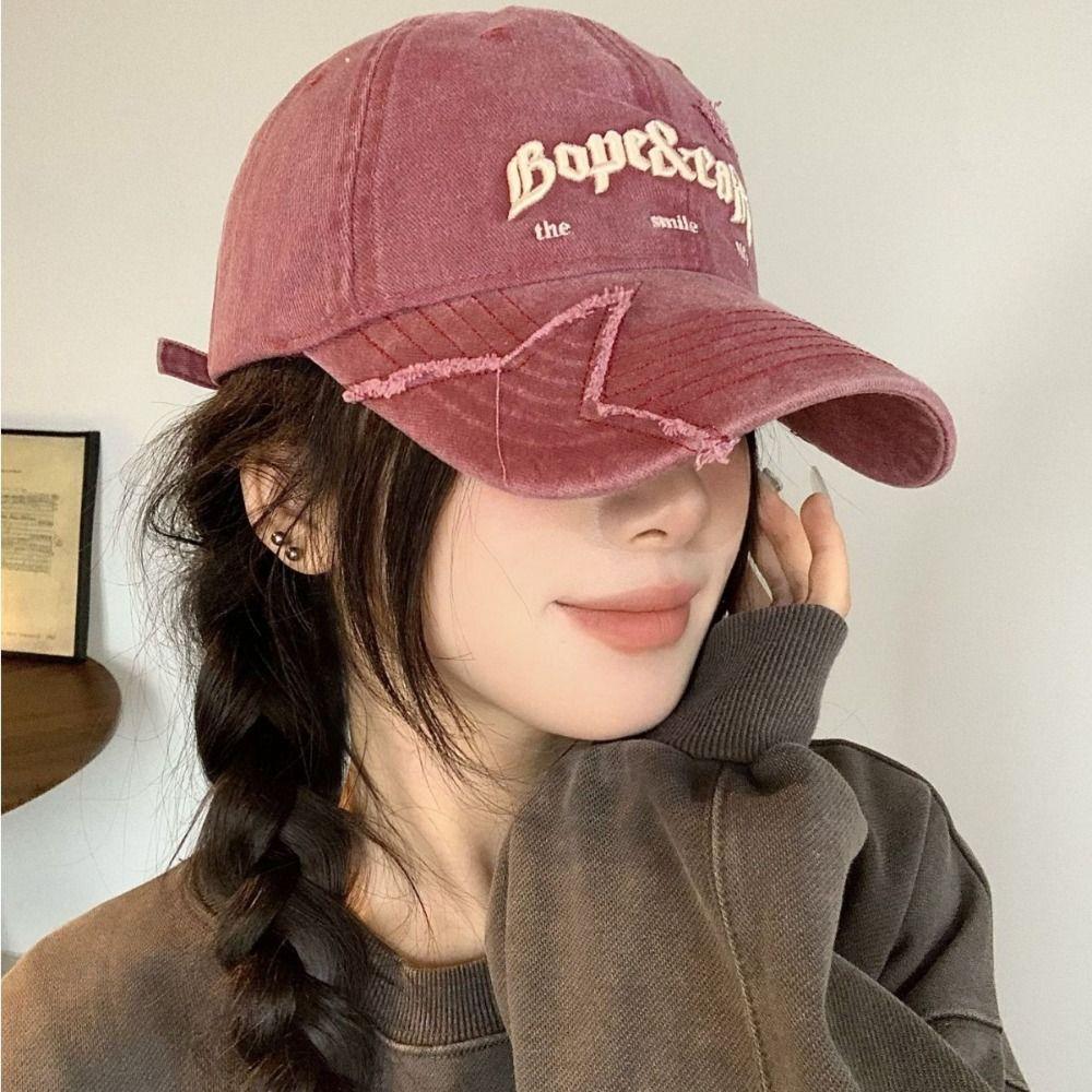 Бейсболка с вышитыми буквами, регулируемая кепка со звездой, бейсболка из выстиранного денима для подростков