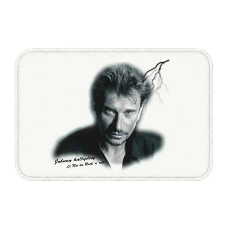 Rock Johnny Hallyday Door Floor Bath Kitchen Mat Anti-Slip French Singer Music Doormat Living Room Entrance Rug Carpet Footpad