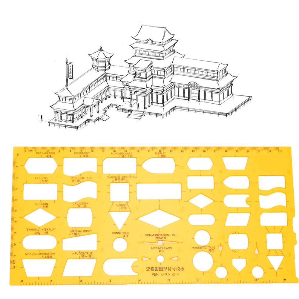 Многофункциональный прочный архитектурный дизайн шаблон чертежа полая геометрическая линейка (4351)