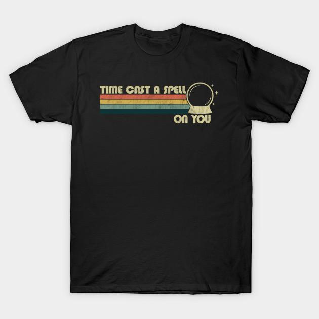 Men Black Print T-shirt Time Cast A Spell On You 90'S Retro Vintage Music No-Cut Heat Transfer Print Cotton Tshirt
