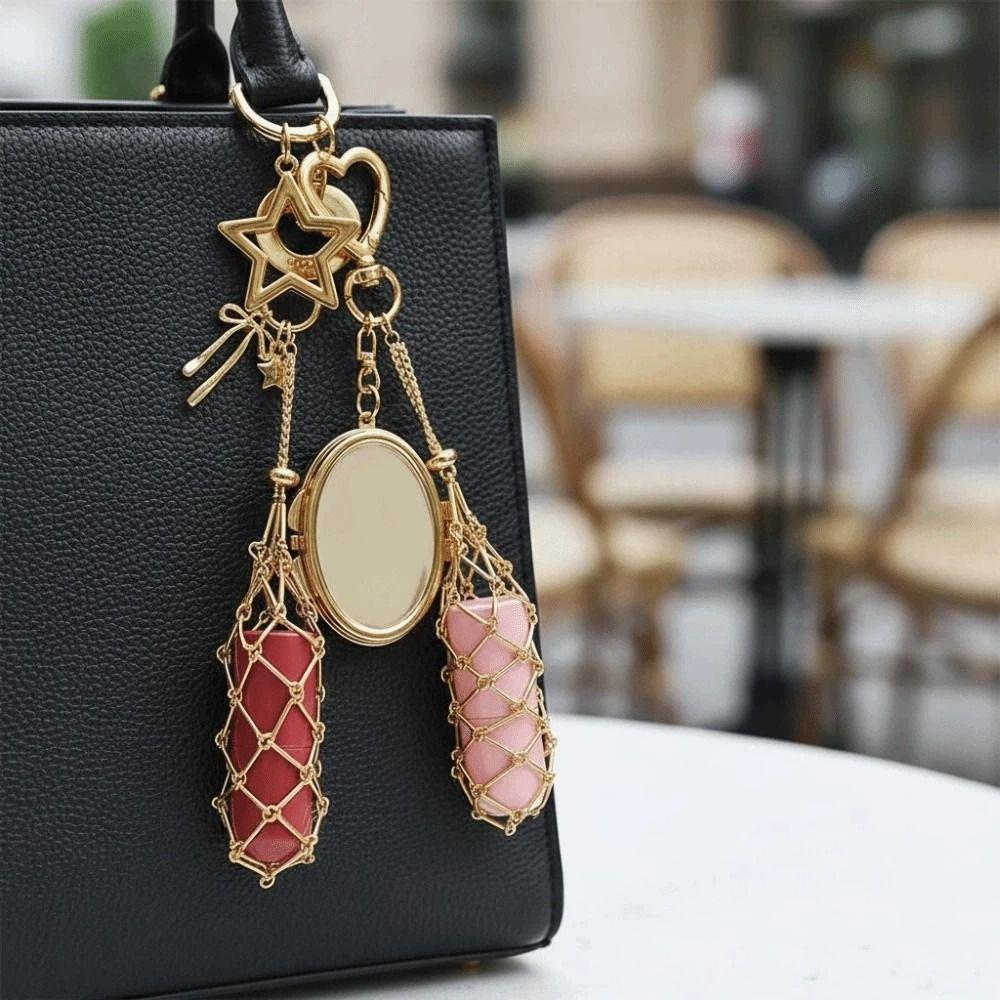 Mini Net Pocket Lipstick Bag Keychain Portable Lipstick Cover Key Ring Bag Pedant