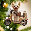 Yousheng Автомобильный кулон Реалистичный щенок, едущий на мотоцикле, Дизайнерская статуэтка, Легкое подвесное украшение, Декор для дома и улицы