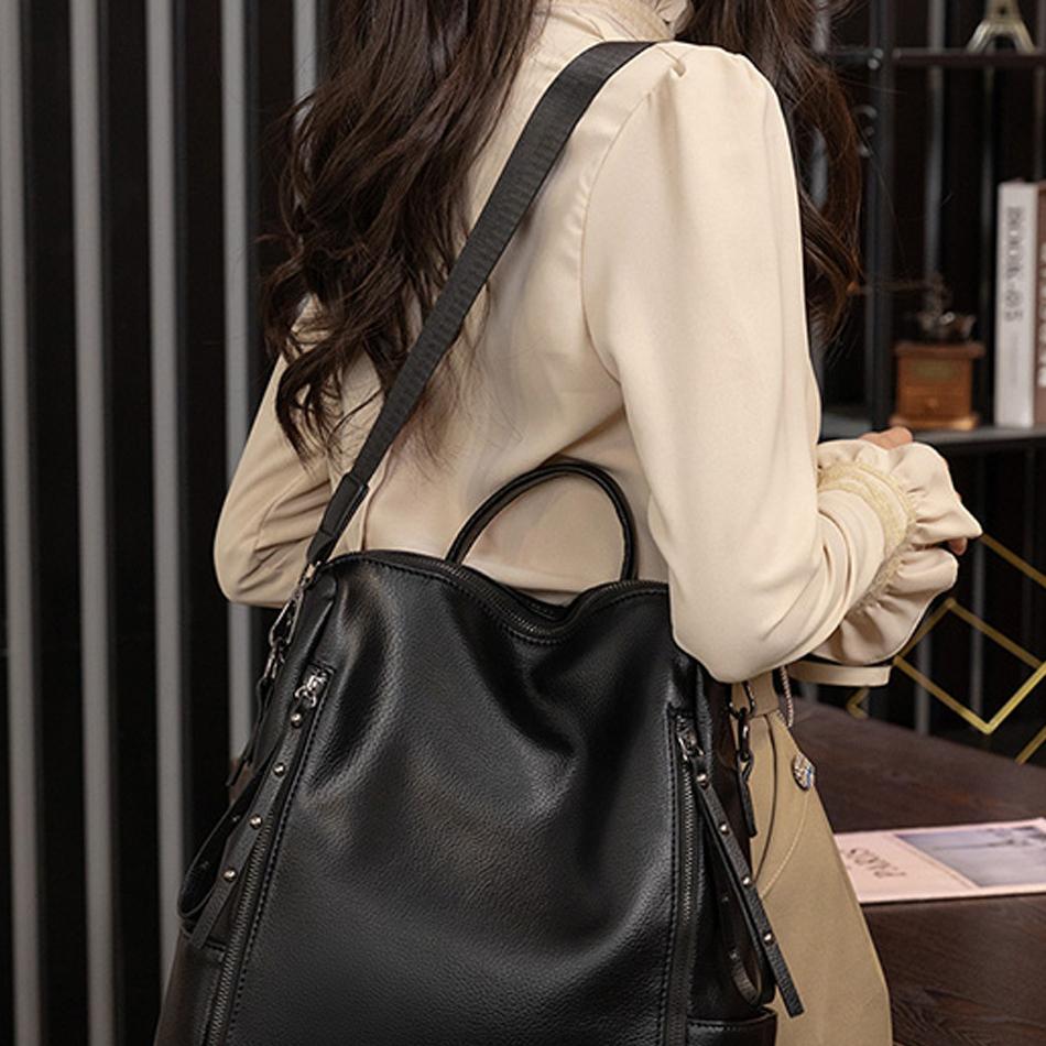 Рюкзак из мягкой кожи, новая сумка на плечо для женщин, новый корейский модный тренд, студенческий рюкзак большой вместимости