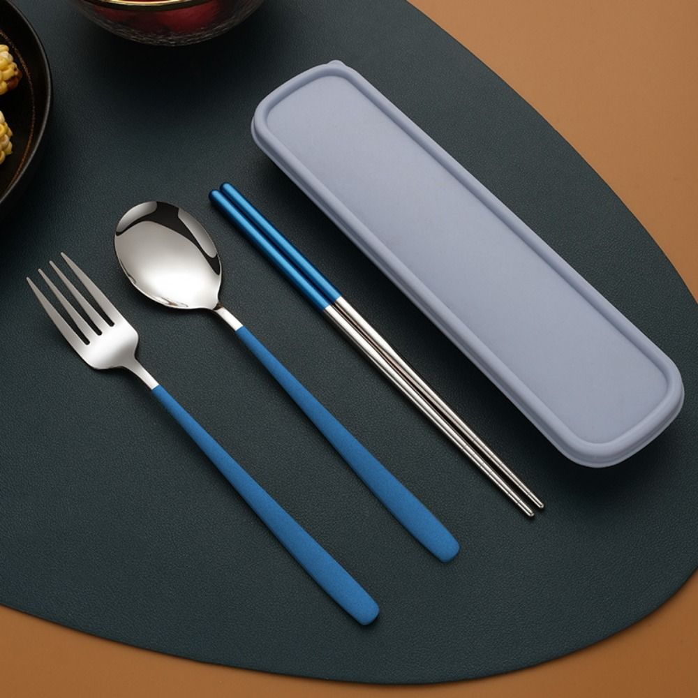 Набор вилок и ложек серебряного/золотого цвета, набор палочек для еды, дорожный набор столовых приборов из нержавеющей стали, для пикника