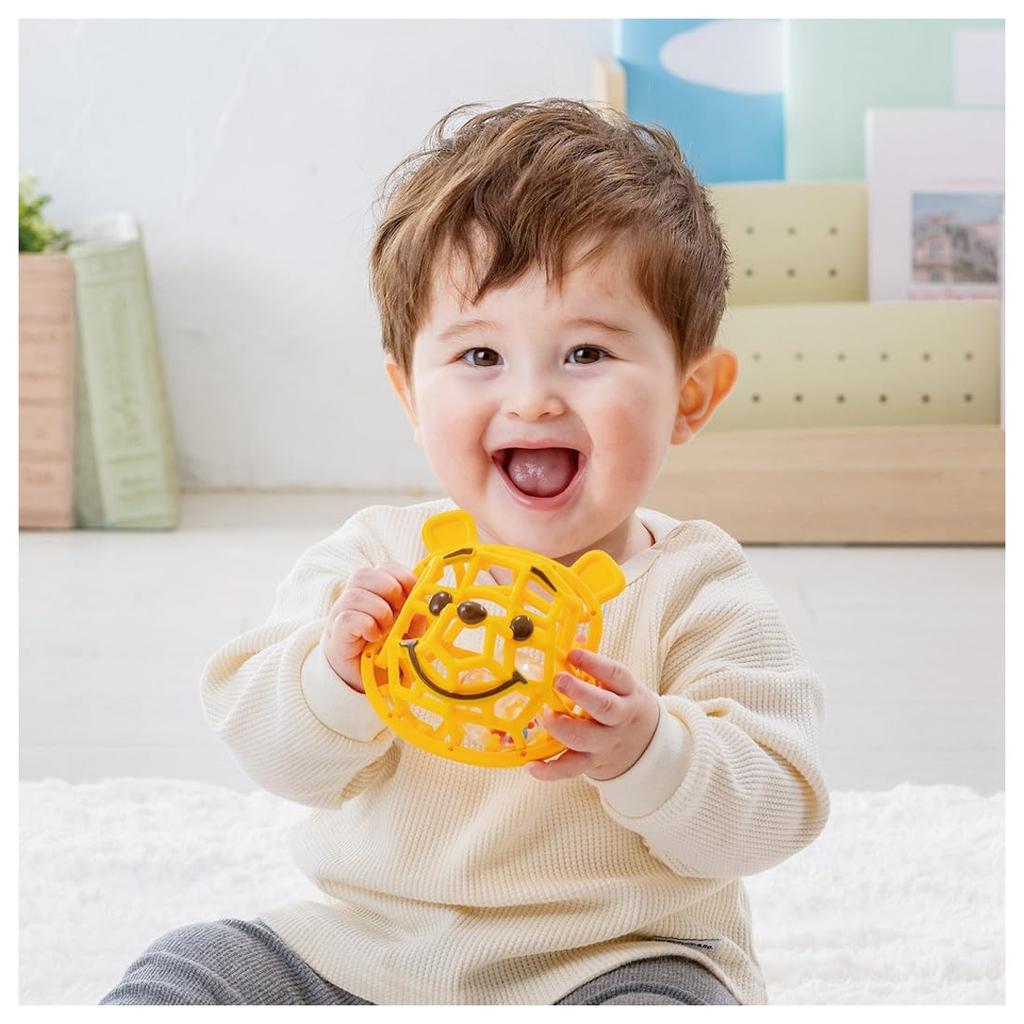 TAKARA TOMY Disney Rolling Face Rattle with Ball, Winnie the Pooh