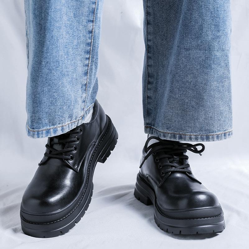 Туфли дерби на платформе Paris, мужские, высокого класса, черные, увеличивающие рост, кожаные туфли, британские туфли с большой головой 14404-R