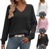 Women's Solid Color Pullover Hollow Out V-Neck Long Sleeve Sweater Knit