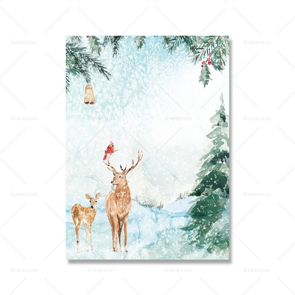 Winter Wonderland Print Christmas Wall Art Canvas Painting Gift Nordic Tree Garland Poster For Living Room Home Decoration