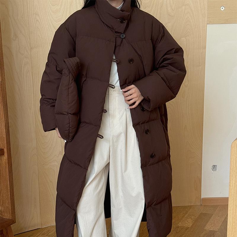 2024 новая зимняя куртка 90 белого утиного пуха женская длинная модная утолщенная куртка до колена