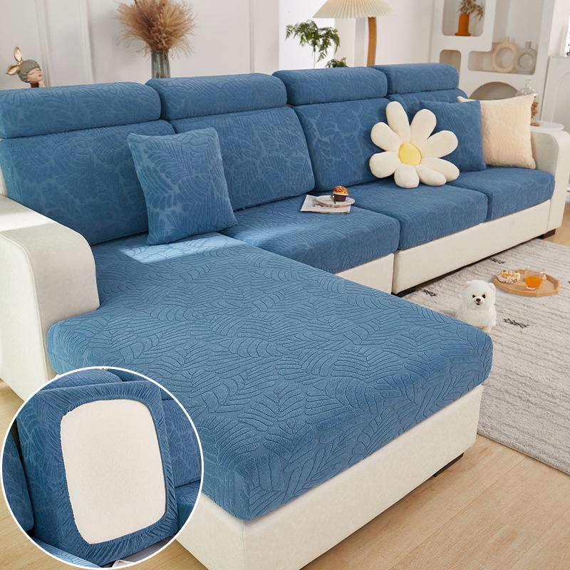 Plush Sofa Seat Cover for Living Room Velvet Cushion Elastic Corner Couch 1/2/3/4 Seater Solid Slipcovers Set