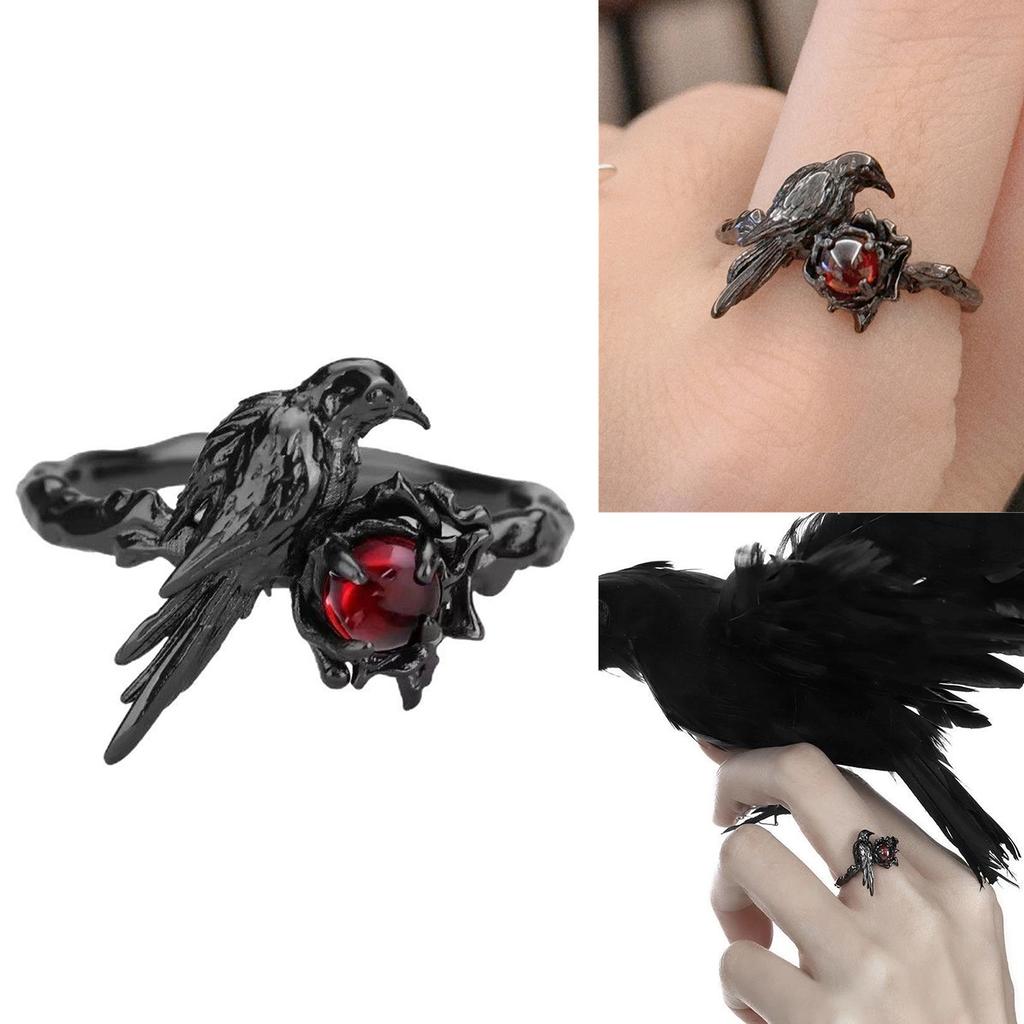 Кольцо с вороном в готическом стиле для любителей уникальной и загадочной моды. Аксессуар для пальца для вечеринок, фестивалей и повседневной носки.