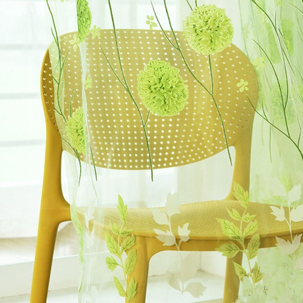 Transparent Window Drapes Romantic Tulle Curtain Flower Pattern Sheer Curtain Bedroom