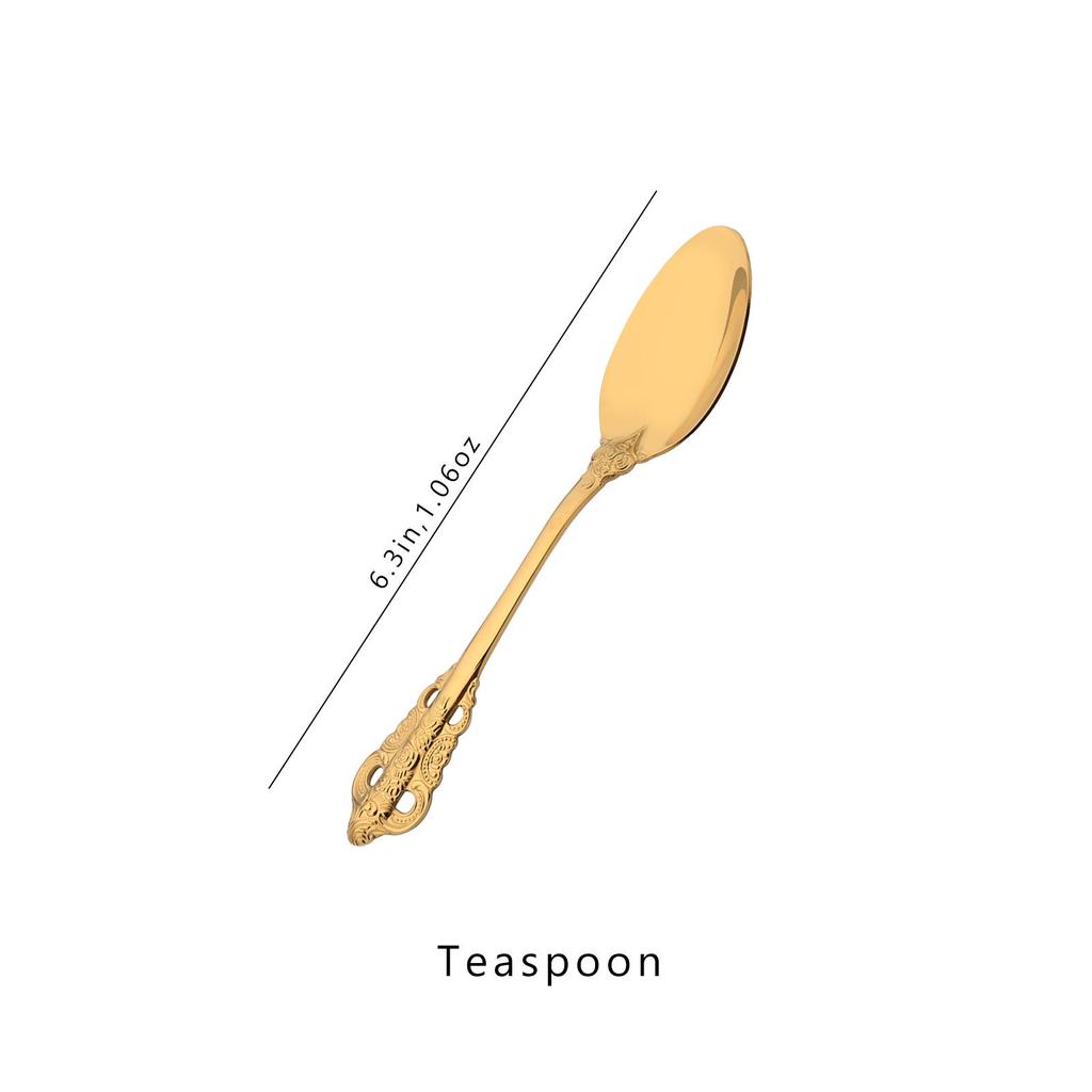 Набор из 6 блестящих золотых чайных ложек из нержавеющей стали 304, роскошные десертные ложки, набор столовых приборов, набор столовых приборов в западном стиле