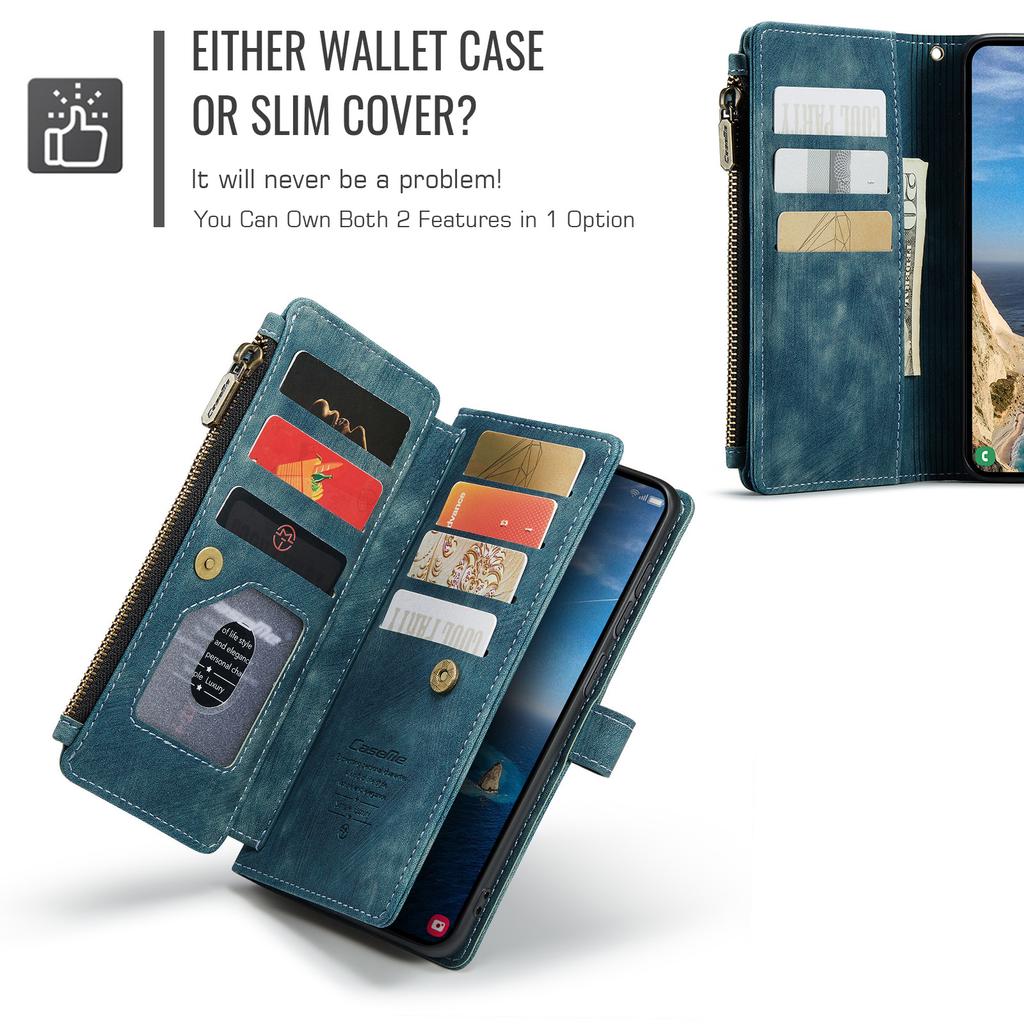 Чехлы для телефона Samsung Galaxy S26 Ultra со шнурком CASEME C30 на молнии с держателем для нескольких карт Обложка из ПУ кожи