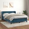 3127497 vidaXL Box Spring Bed with Mattress Dark Blue 140x200cm Velvet
