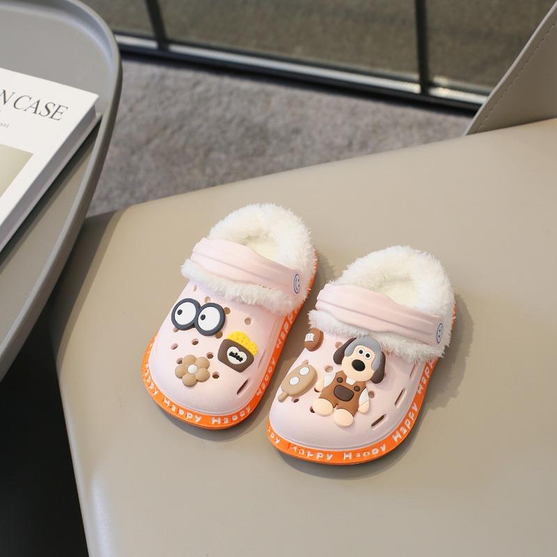 Съемная детская обувь с симпатичным зимним теплом и плюшем, теплая, хлопковая обувь, хлопковые тапочки