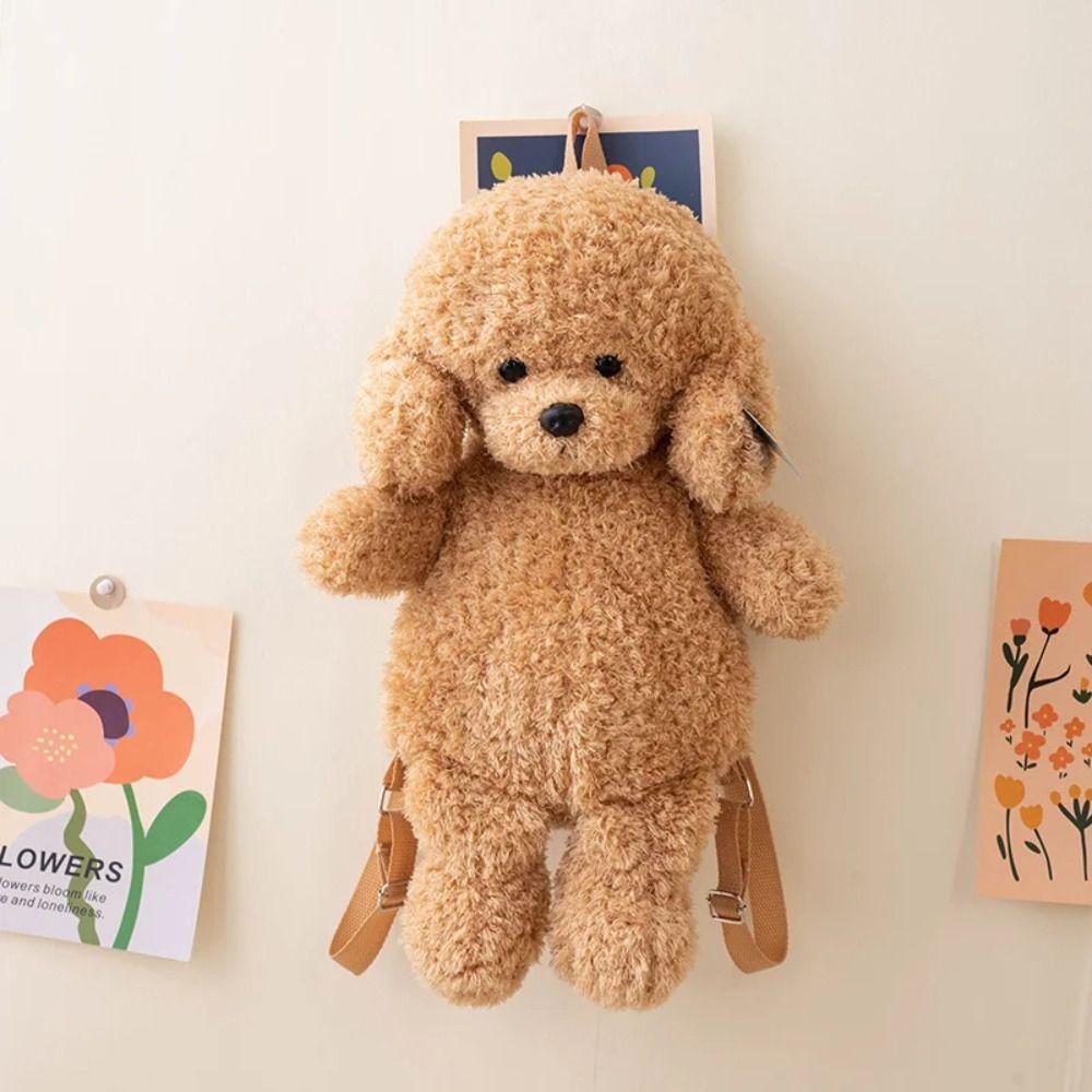 Cute Animals Dog Shoulders Bags Large Capacity Animal Plush Toys Dog Plush Backpack  Lady