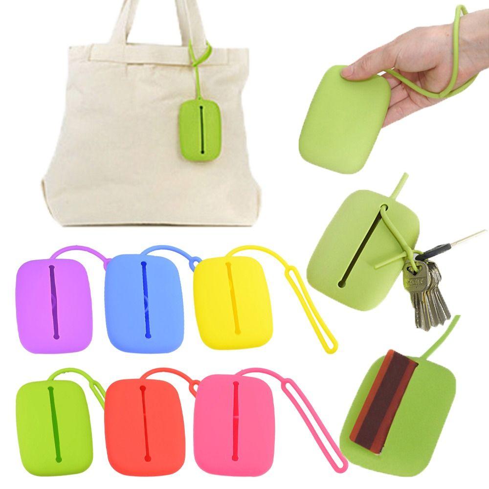 Однотонный простой кошелек для монет Маленький картхолдер Обложка для студенческого проездного Силиконовый держатель для карт Уличный