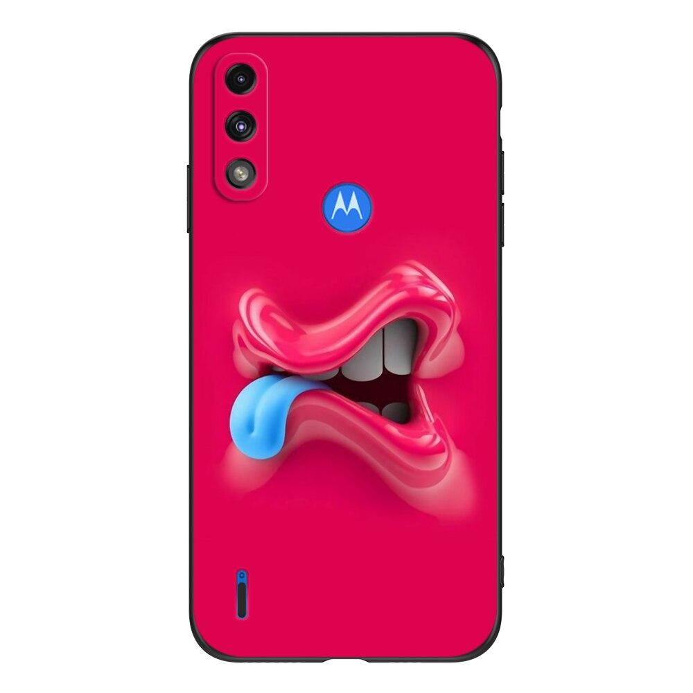 Для Motorola Moto E7 E7i Power Case задняя крышка телефона Мягкий силиконовый защитный черный чехол из ТПУ милый забавный