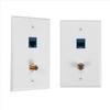 2 Packs Ethernet Coax Wall Plate Outlet with 1 Cat6 Port and 1 Gold-Plated Coax F Type Port RJ45 Wall Plates